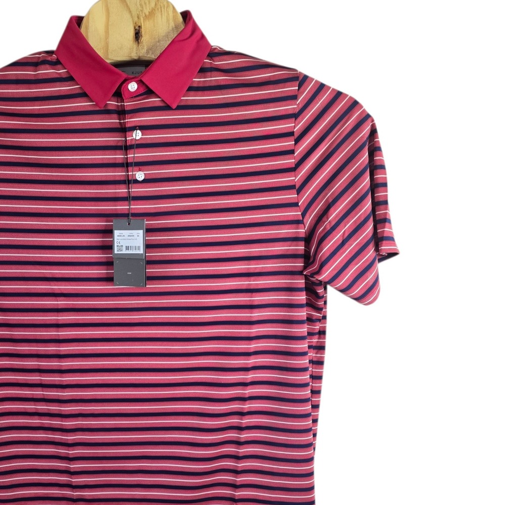 KJUS Mens Luis Multi Stripe Polo Shirt Red Navy XL MG60-J01 New